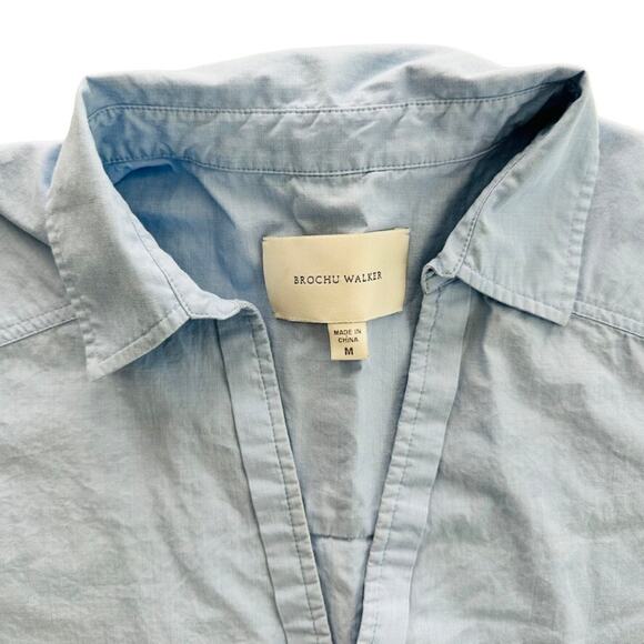 BROCHU WALKER The Lea Popover Shirt Size Medium Oxford Blue Relaxed Fit - Picture 5 of 10